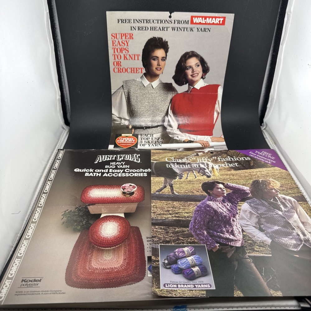 3 Vintage Crochet Pattern Leaflets |Crochet Sweaters &  Ect | Retro