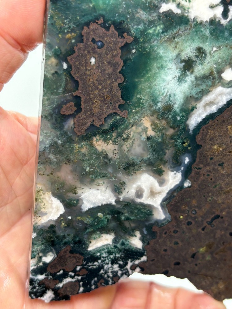 Semi-translucent Moss Agate Slab Cabbing Lapidary Carving Combo Ship Avail