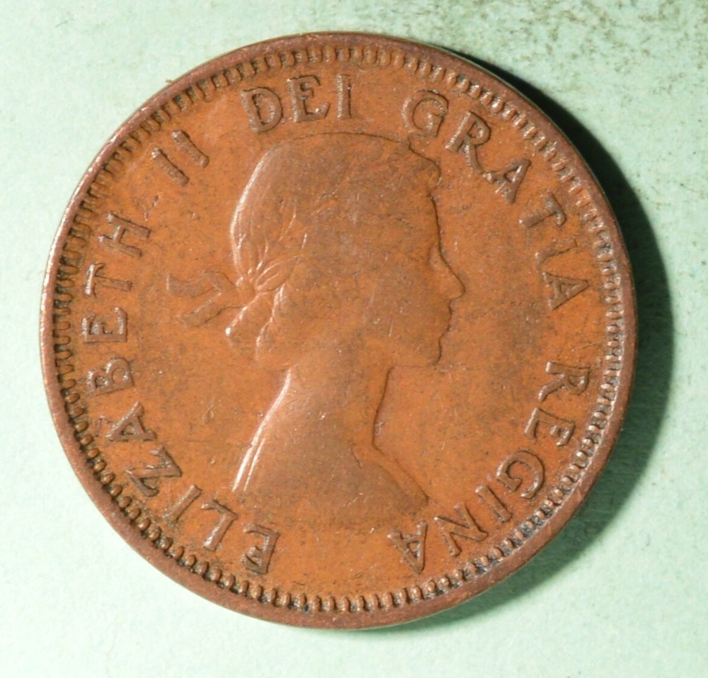 1954 1 Cent Canada 🇨🇦 Copper Penny - INV# A-34