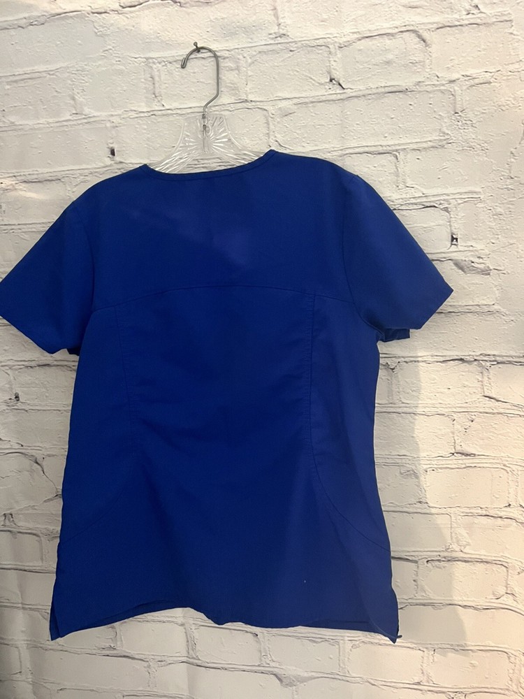 Unbranded Solid Blue V-Neck Scrub Top STRETCH Women's Size Small