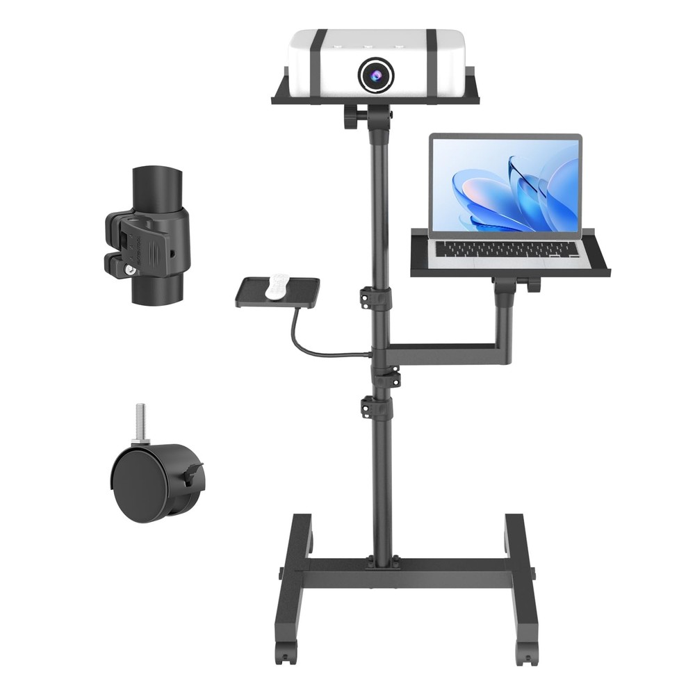 GSOW 2-Shelf Mobile Projector, Laptop Stand, Rolling, Adjustable Height