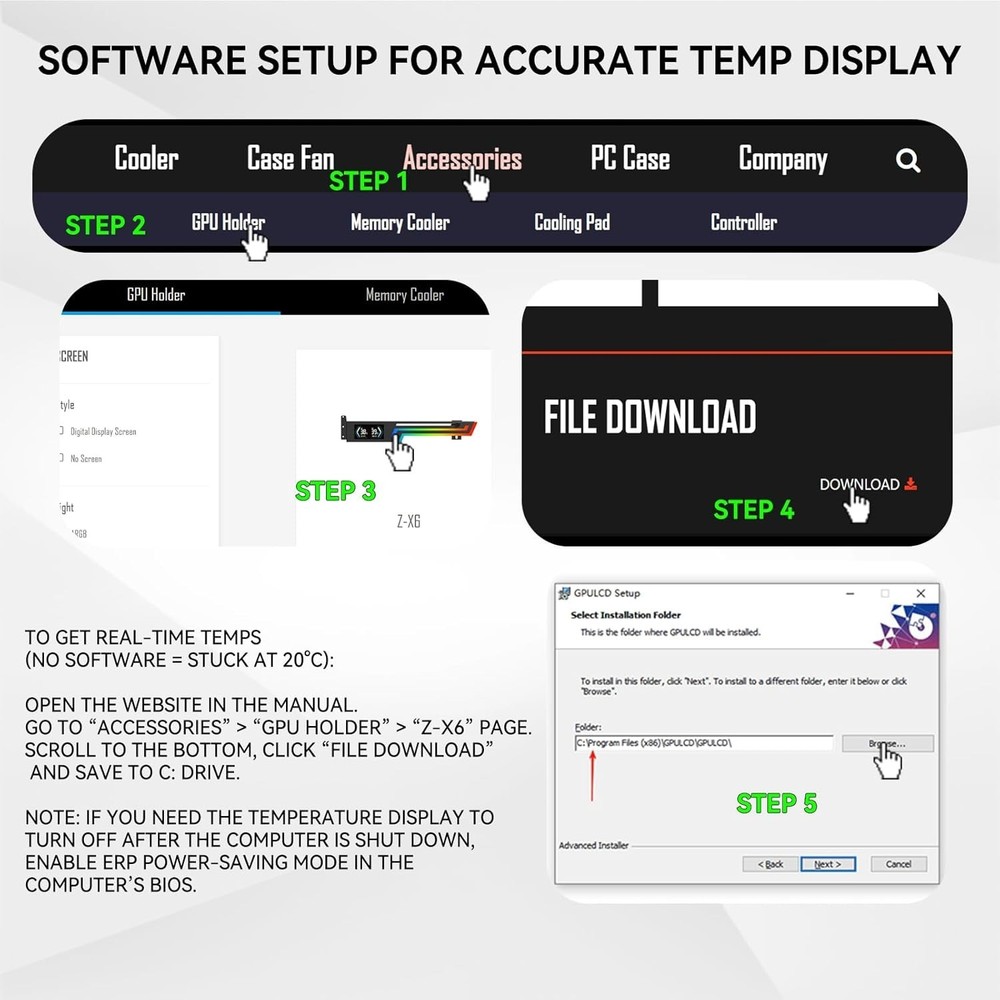 ARGB GPU Support Bracket with CPU & GPU Temp Display, Universal Graphics Card Su