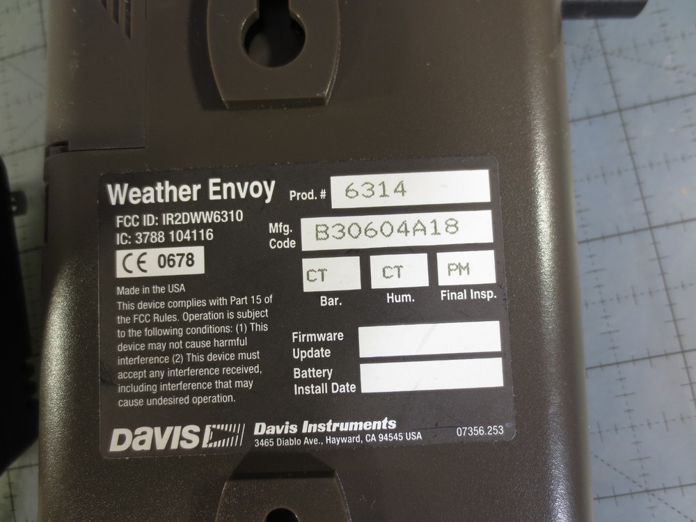 Davis Weather Envoy 6314 w/ AC adapter, Working!