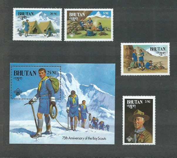 Bhutan - Mail Yvert 562/65+H.84 ** MNH Scouting