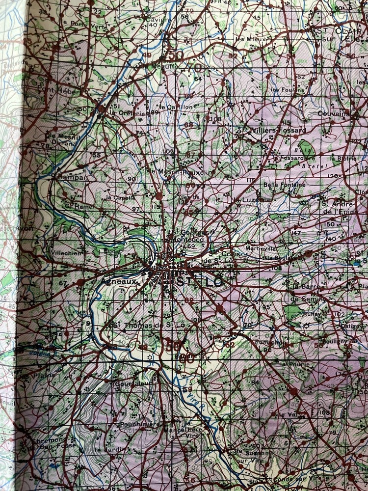 WW2 Normandy map St Lo - Vire 6F, 1:100000