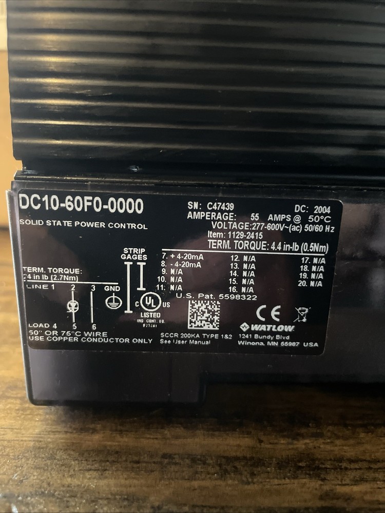 1 New Open Box | Watlow DIN-a-Mite DC10-60C0-0000 Solid State Power Control