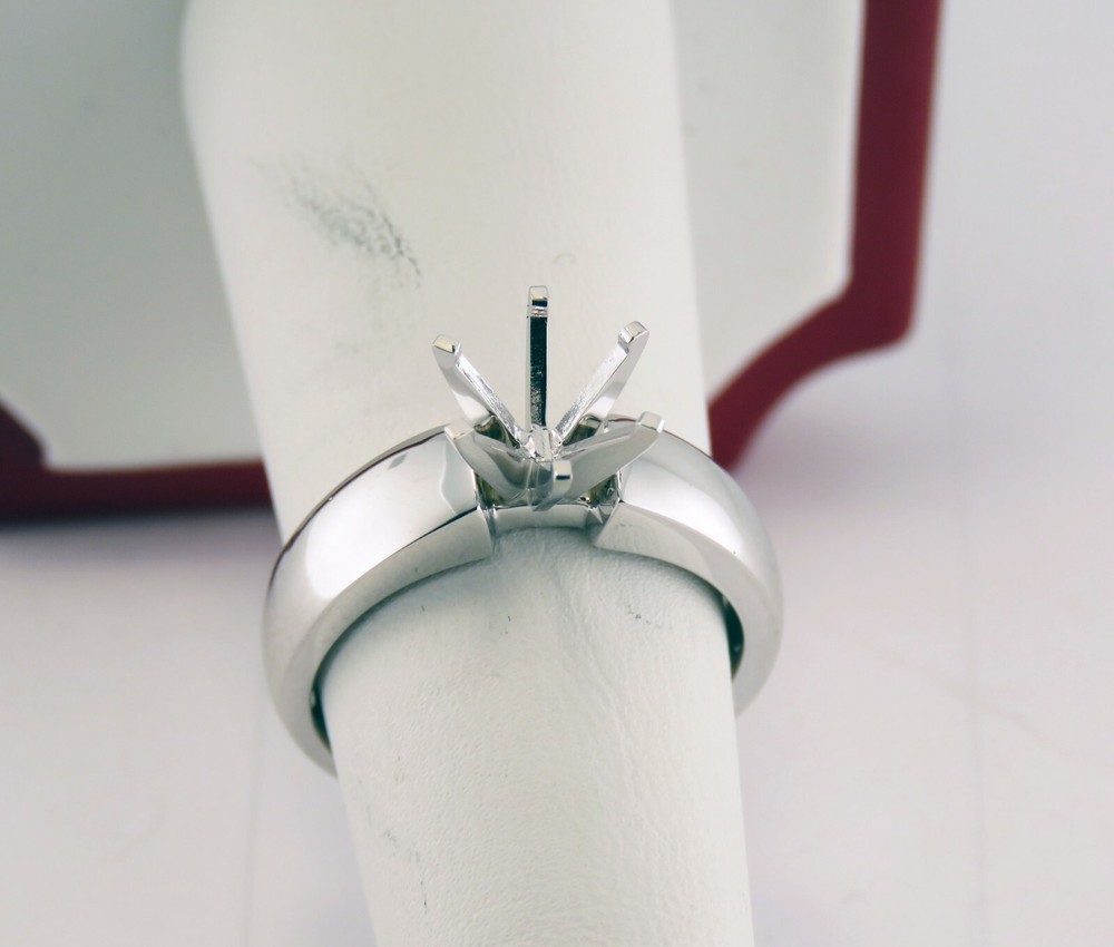 2Ct Solitaire Engagement Ring Mounting 14K solid White Gold Heavy Ring Setting