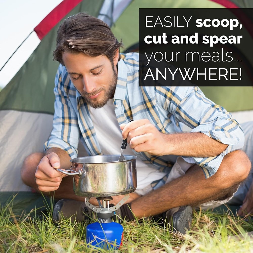 Travel-Friendly Camping Flatware 2-Pack - Rust-Resistant Multitool Utensils Set