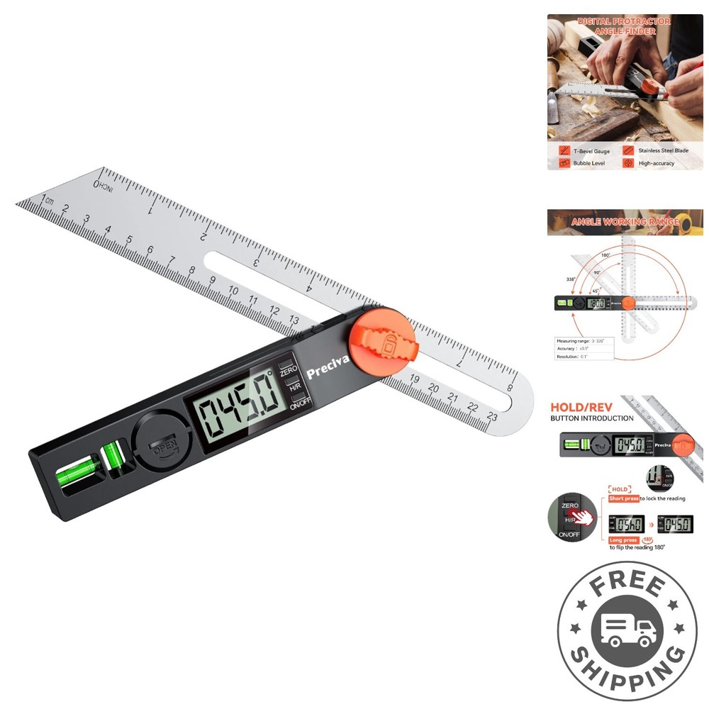 7 Inch Digital Protractor & Ruler with LCD Screen for Accurate Measurement