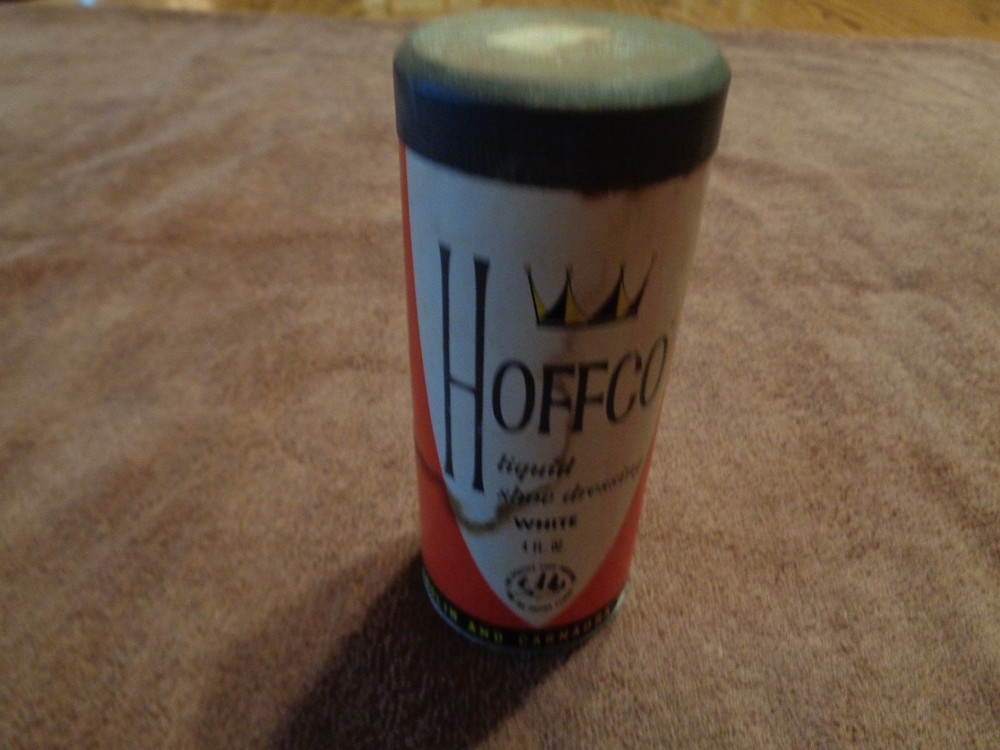 Hoffco Liquid Shoe Dressing Polish Can + Bottle Rough Vintage Unusable Prop