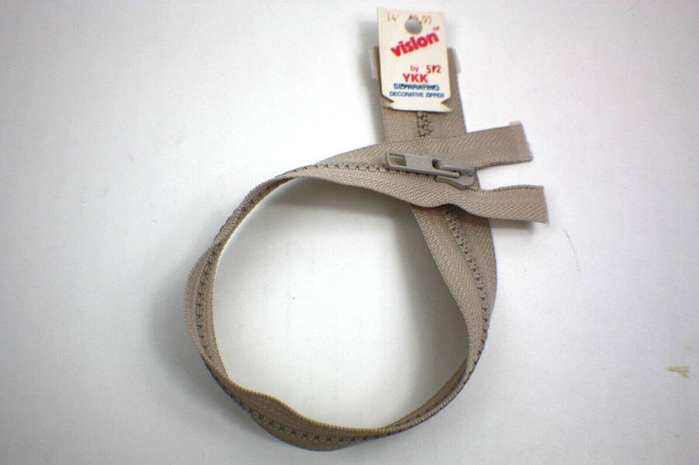 14" Vision by YKK Separating Decorative Zipper in Tan