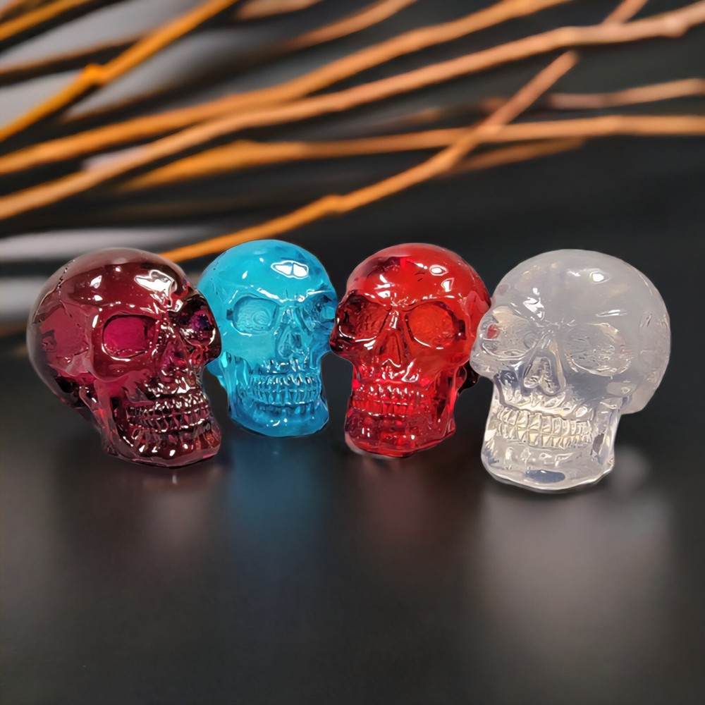 4 Piece Mini Translucent Resin Skull Set