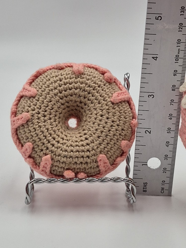 Crocheted mini Strawberry Cupcake And Donut