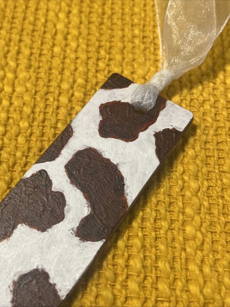 Bookmark Hand Painted Cow Print Design