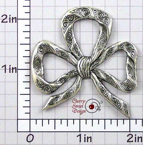2 Large Scroll Bow Stampings Ox Silver Plated Brass 1450so2