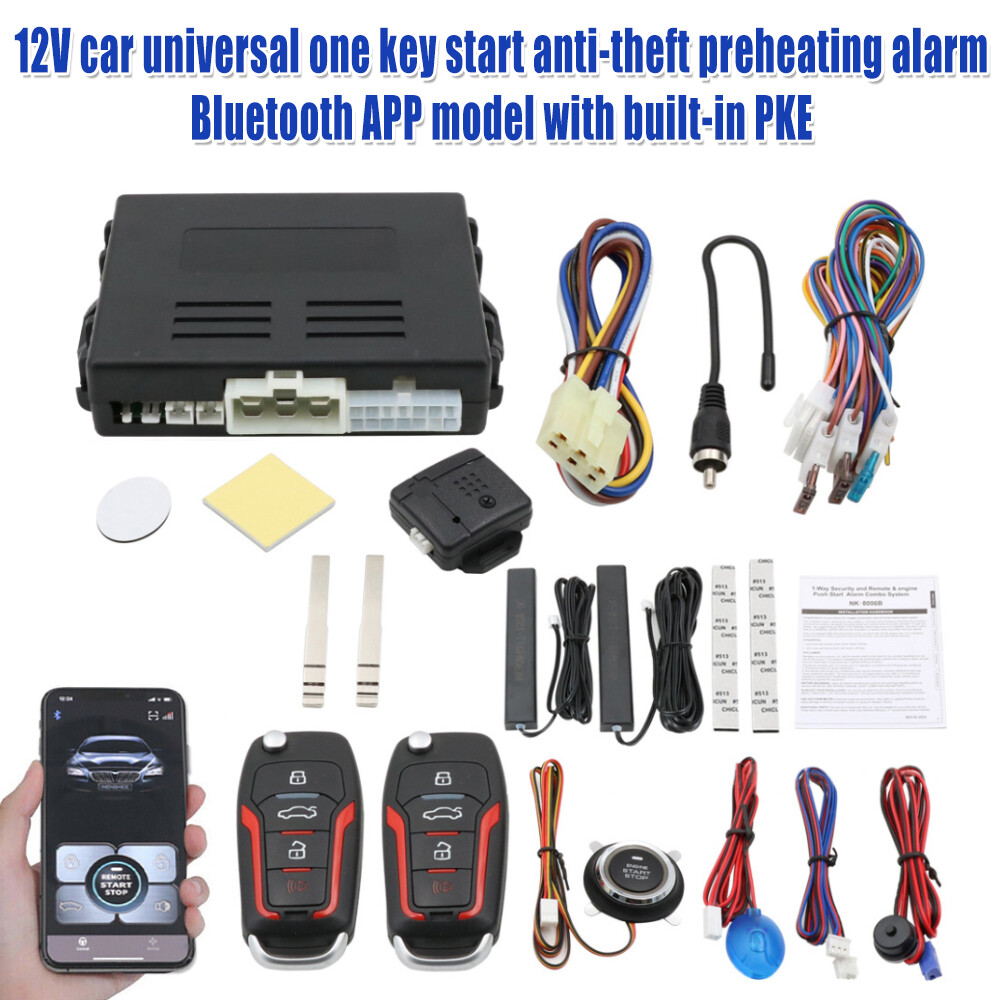 Auto Keyless Entry Engine Start Stop Alarm System Push Button Remote Auto Smart