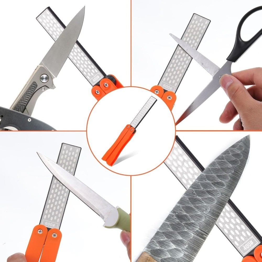 Double Sided Knife Sharpener Tool 400 600 Grit Diamond Sharpening Stone Handheld