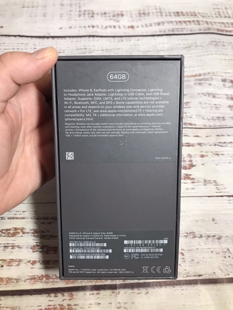 BOX ONLY (NO PHONE) Apple iPhone 8 64 GB SPACE GRAY A1905