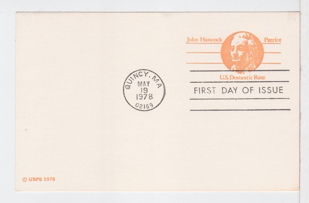 TurtlesTradingPost- John Hancock- 1978 #UX74  Postal Card FDC