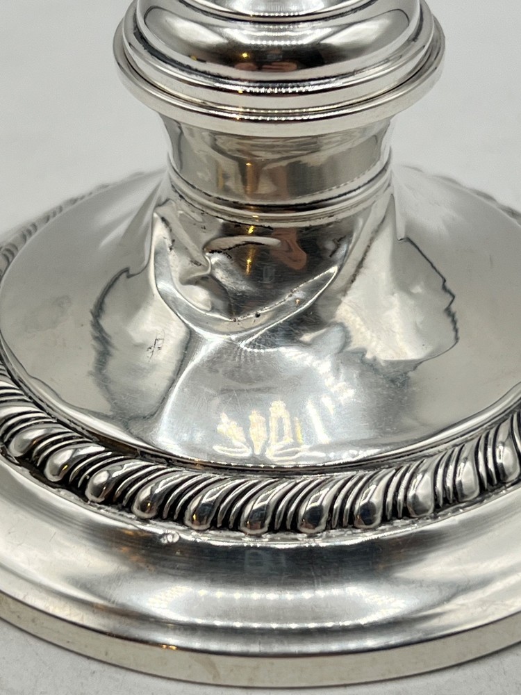 Gorham sterling silver candlestick with fluted top and decorative base 9.5in
