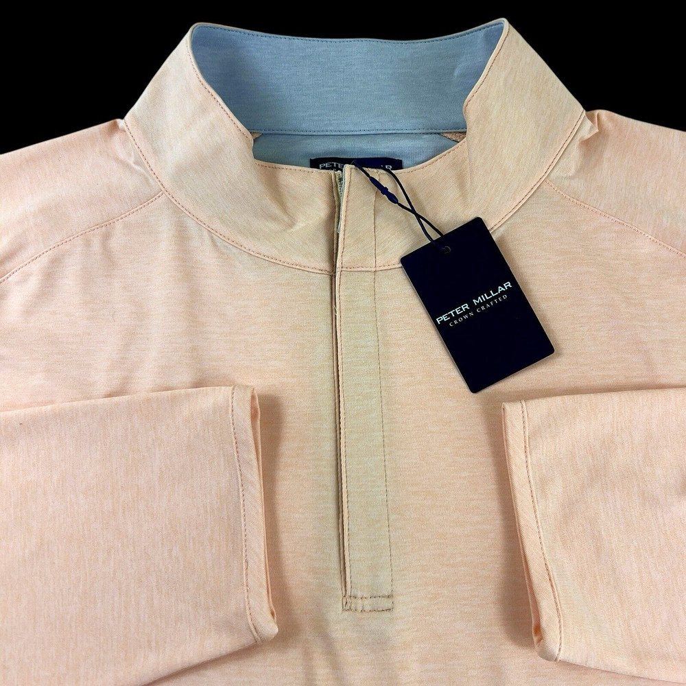 Peter Millar Crown Crafted Stealth Performance Quarter Zip Pullover Peach 2XL
