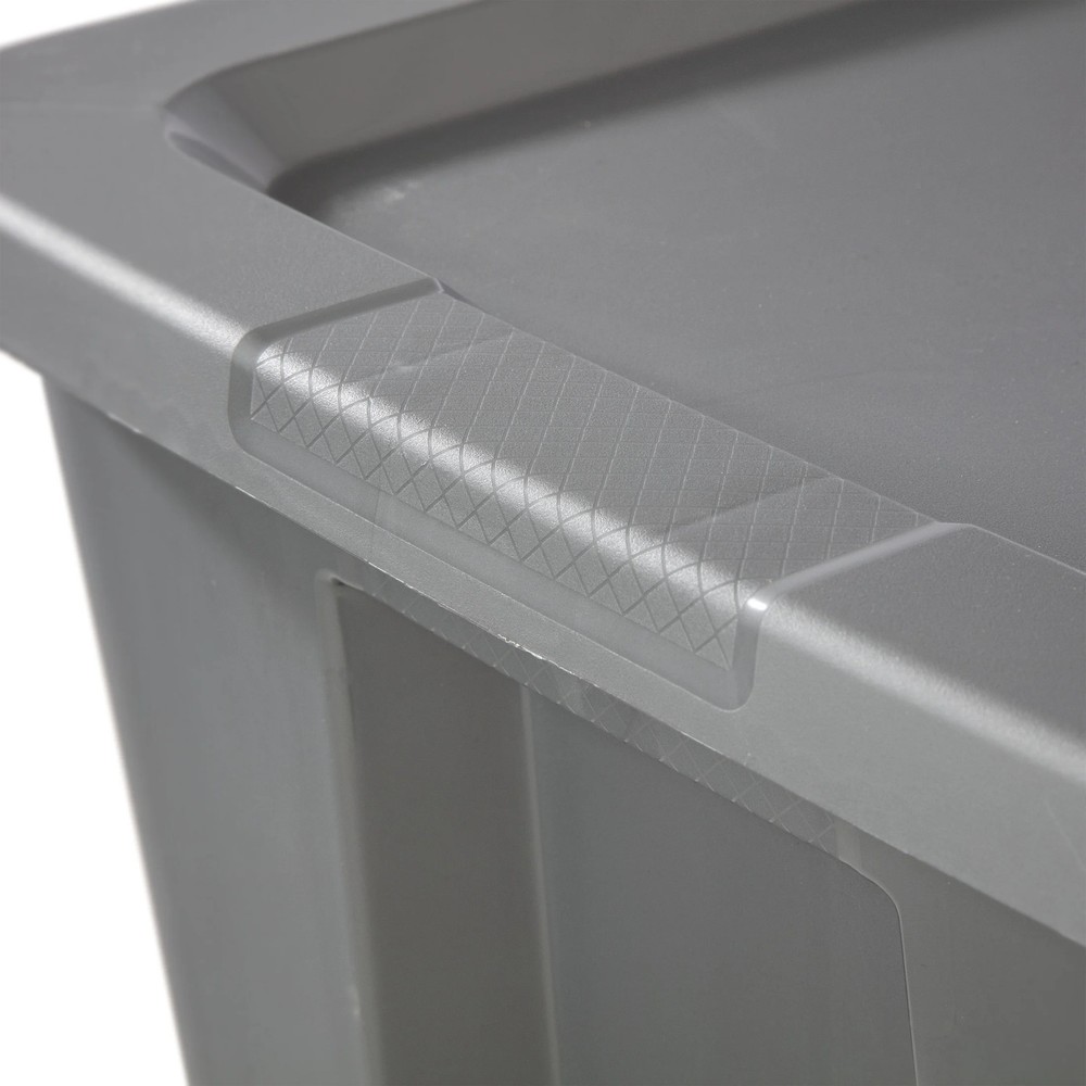 30-gallon extra-large capacity storage box with snap-on lid, grey
