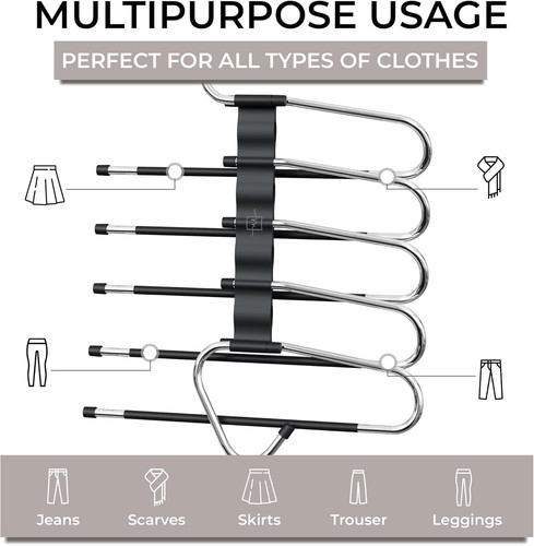 MORALVE Pants Hangers Space Saving - 2 Pack - Non-Slip 2 Pack, 2 Black