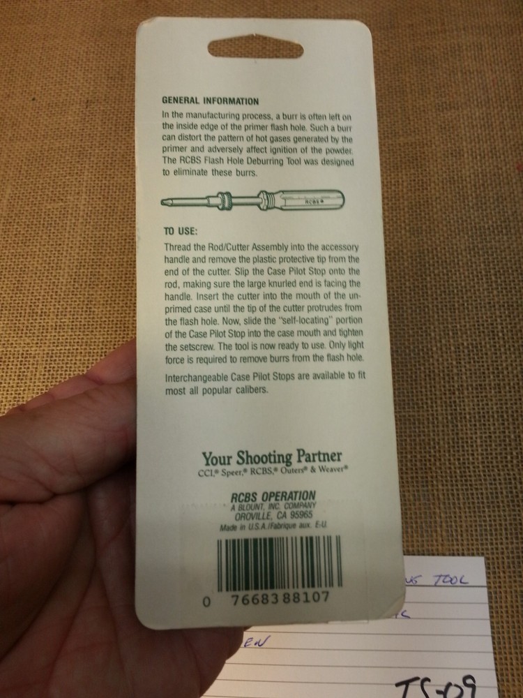 RCBS Flash Hole Deburring Tool #88117 7mm Caliber