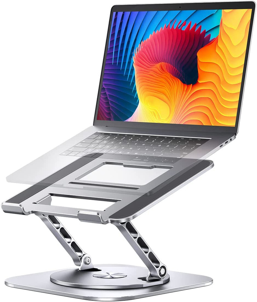 Adjustable Computer Stand with 360 Rotating Base, Ergonimic Foldable Laptop Rise