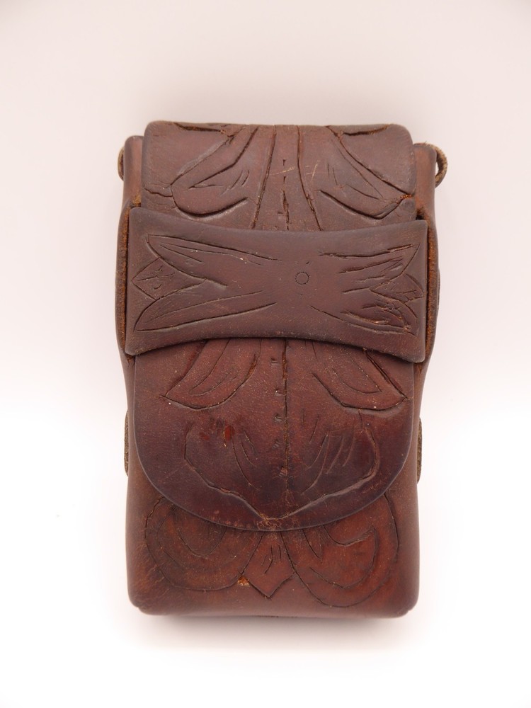 Vintage Hand Tooled Leather Cigarette Case Holder Handmade