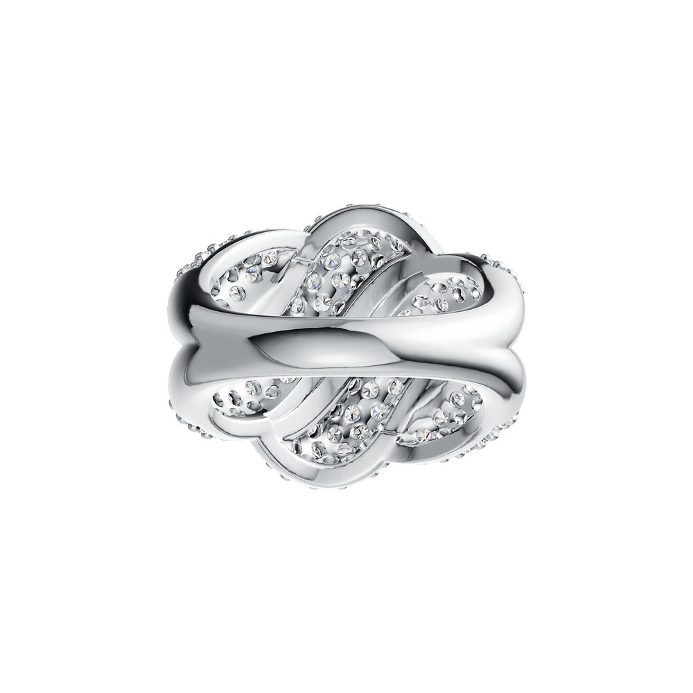 Sterling Silver Multi-Row Wave Ring with White Topaz or Moissanite