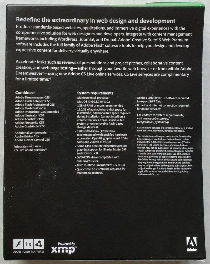 Adobe Creative Suite 5 Web Premium CS5 + CS4 + Photoshop 5.0 Preowned MacPro