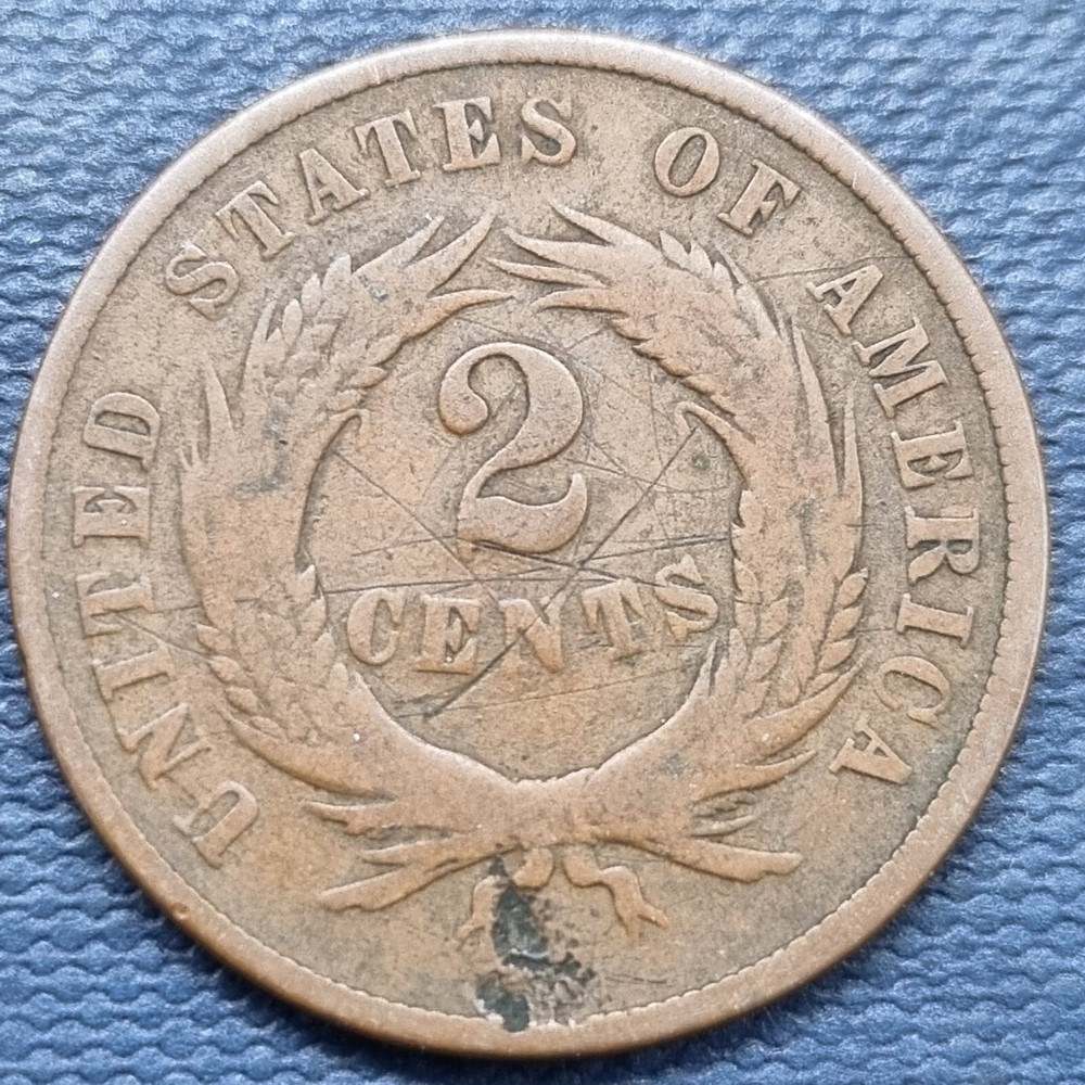 1868 Two Cent Piece 2c Circulated Details #74367