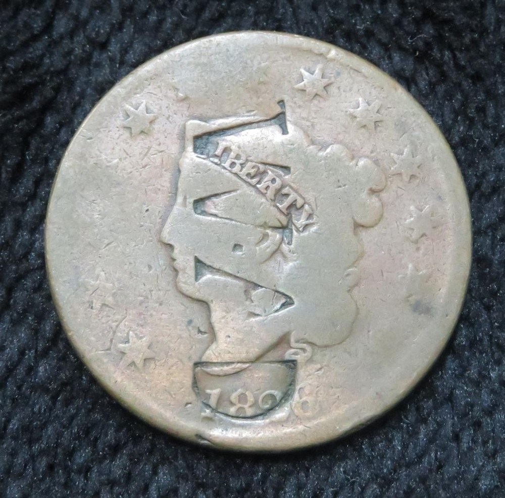 1826 Large Cent * Counter Stamped WAD * 5918