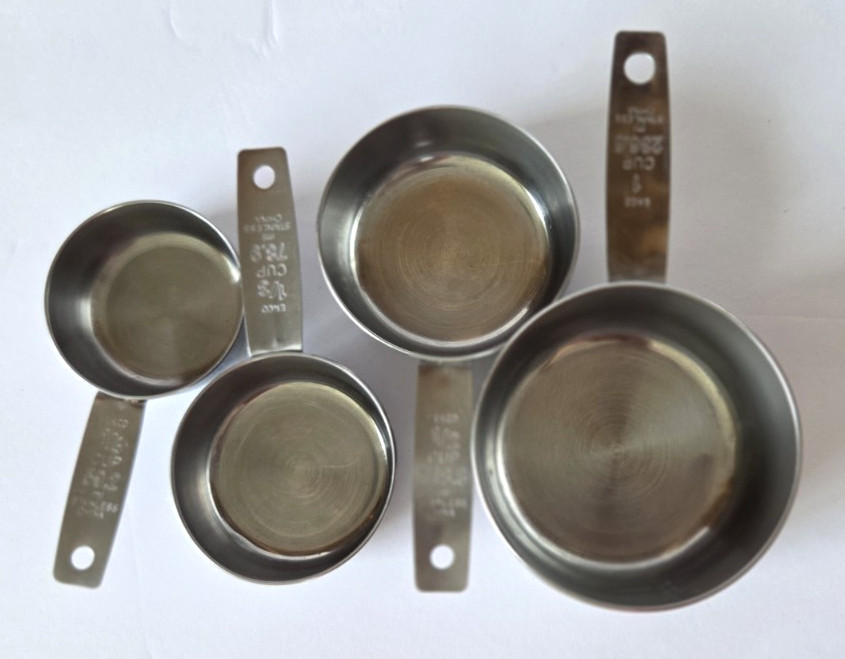 Vintage Ekco 4 Piece Measuring Cups Set Stainless Steel Kitchen Baking Stackable