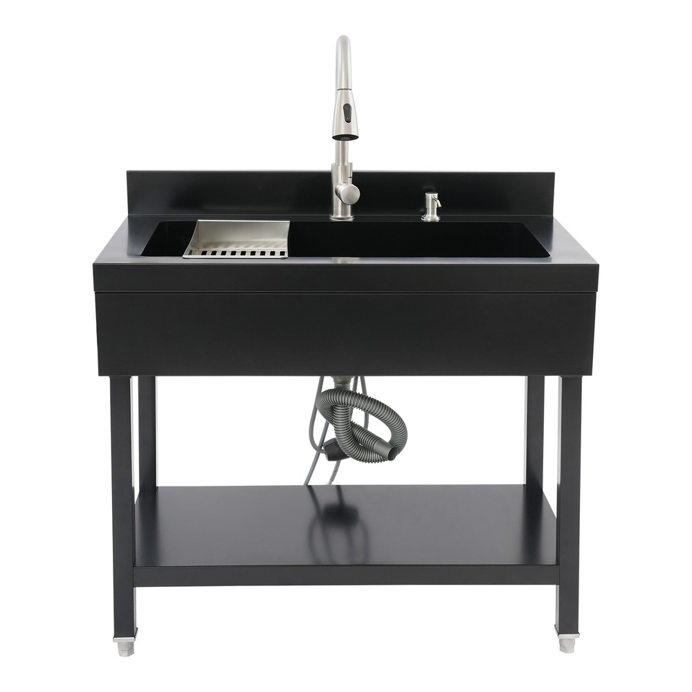 Freestanding Stainless Steel Utility Sink, Rectangular Single Bowl Utility Sink