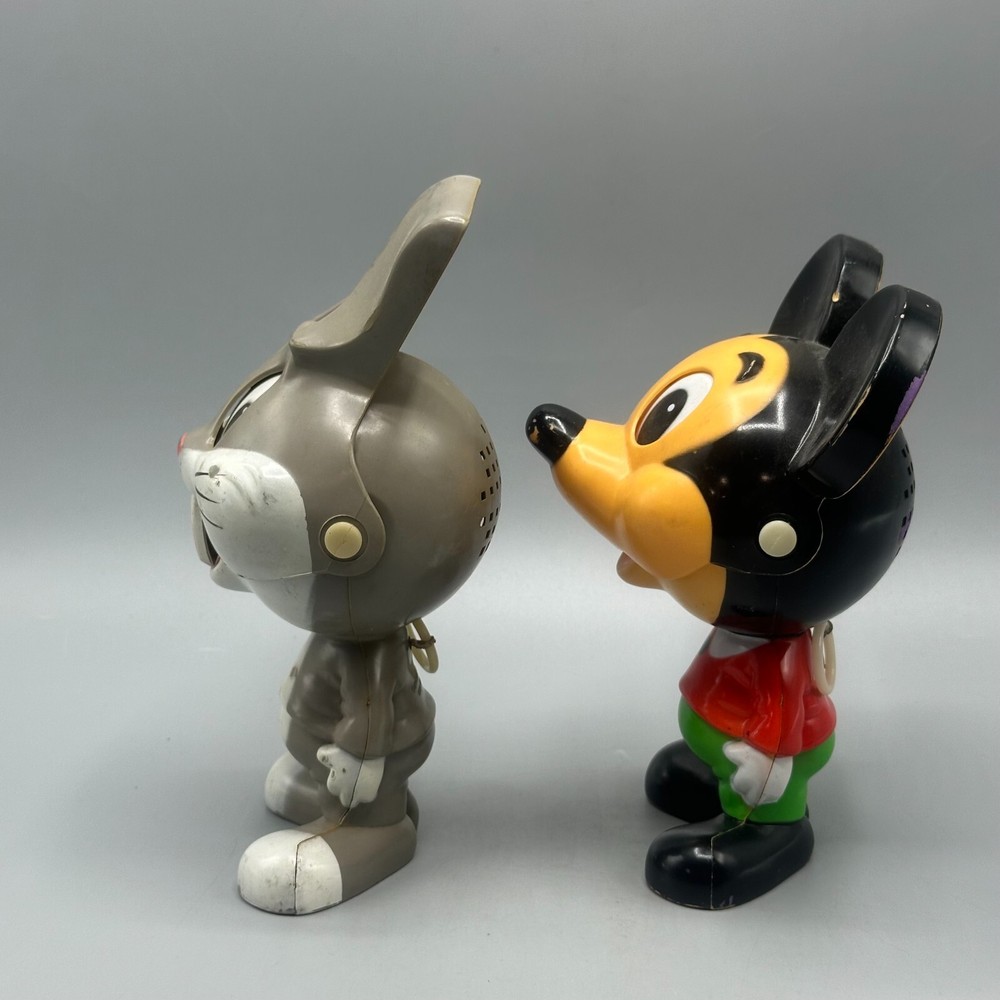 Vintage 1976 Mattel Mickey Mouse & Bugs Bunny Pull String Talking Toy Working