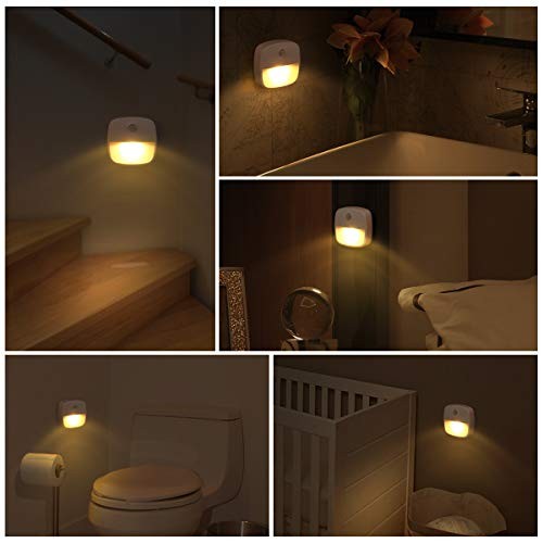 Motion Sensor Light Indoor, Upgraded Battery-Powered LED Night 6 Warm White