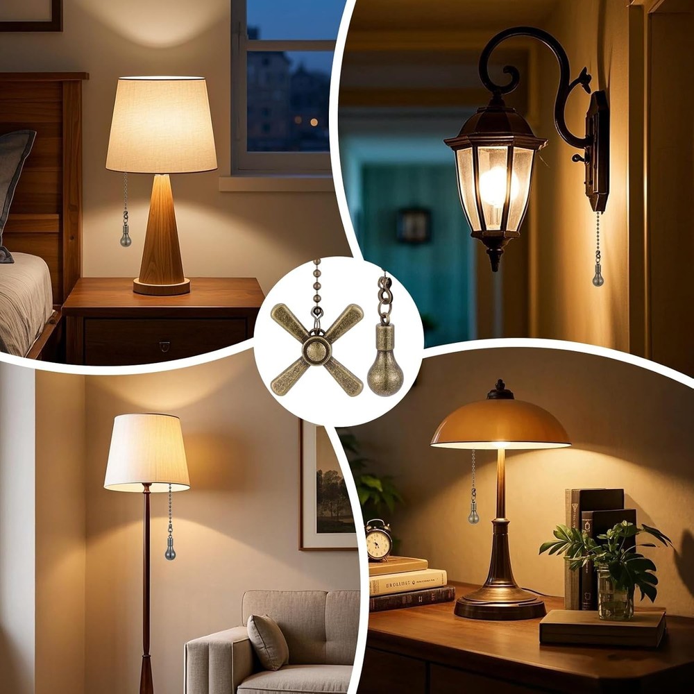 Ceiling Fan Pull Chain Ornaments, 13.6 Inches Fan Pulls Extension Chains Set, De