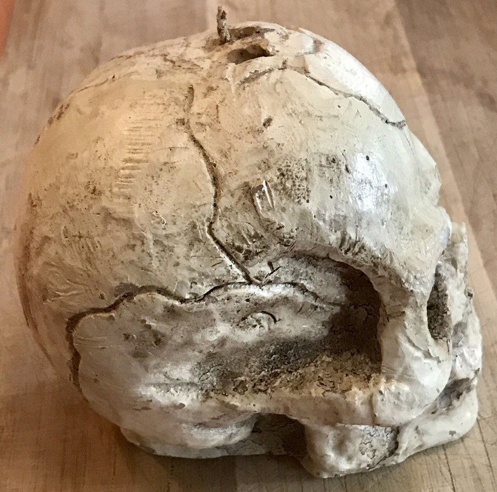 QUALITY NEW, NEVER USED, HEAVY MOLDED PLASTER SKULL CANDLE