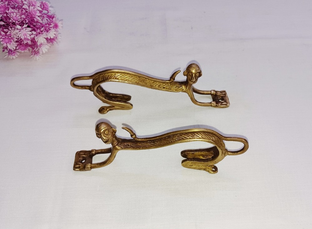 Vicious Chimpanzee Cabinet Pull Set Brass Tribal Monkey Cupboard Handle CA737