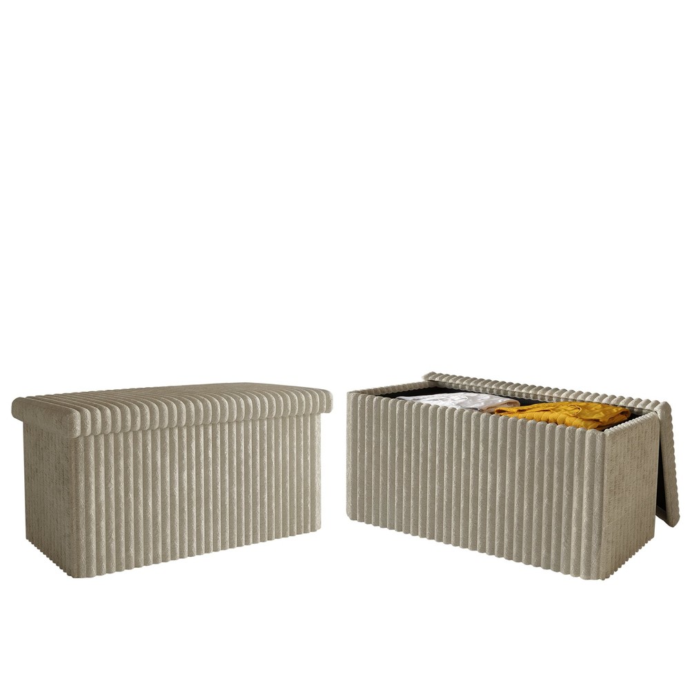 Florence Upholstered Folding Storage Bench W/ Foam Filled Seat Multi-Purpose