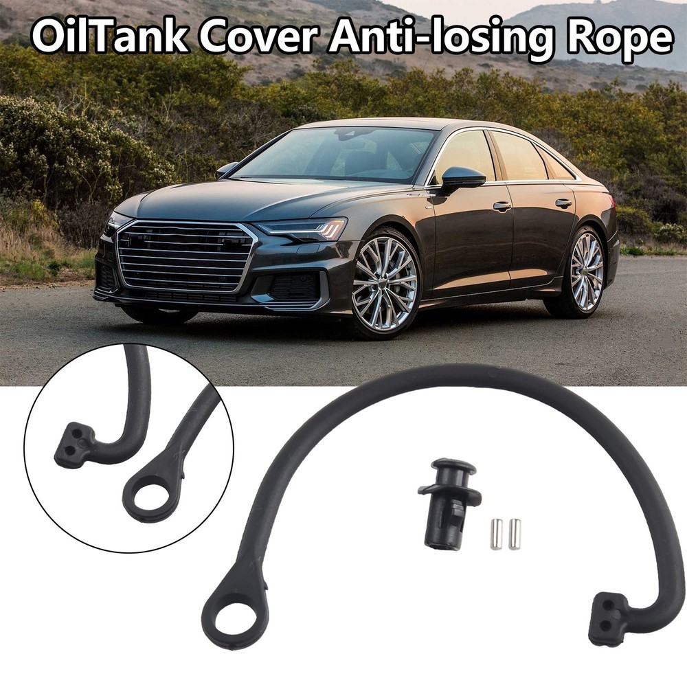 Press On Attachment Type Fuel Tank Cap Cord Rope Cable Strap Tether in Black