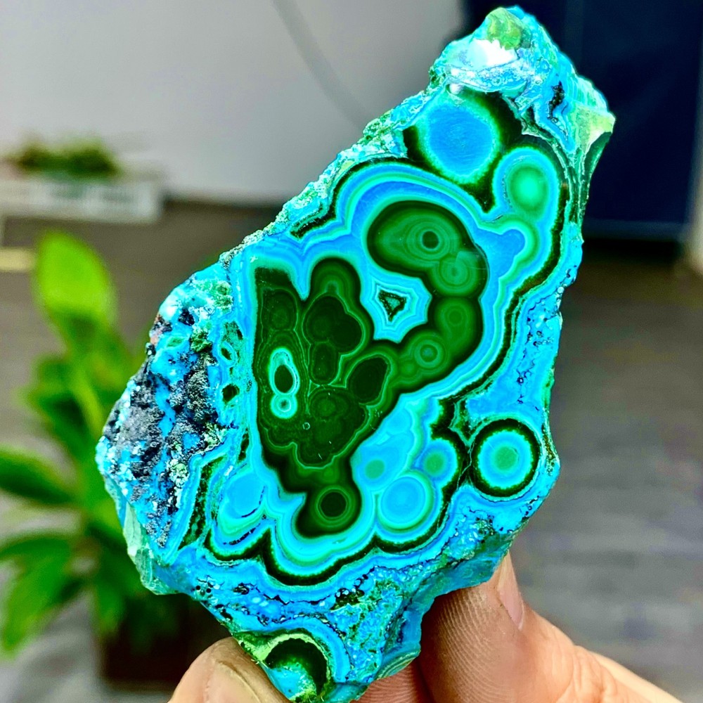 122G Natural Chrysocolla/Malachite transparent cluster rough mineral sample