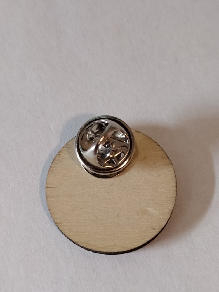 Kitty Cat Wood Round Lapel Pin