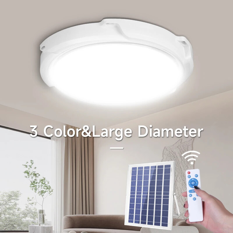 2PCS Solar Power Ceiling Pendant Light Remote Control Out/Indoor Lamp Waterproof