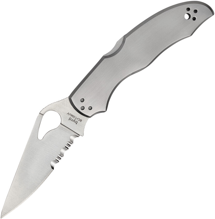 Byrd Harrier 2 Lockback Brushed Stainless Folding 8Cr13MoV Serrated Knife