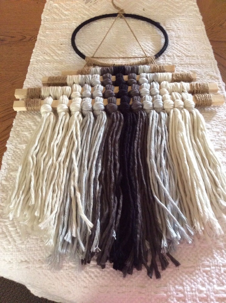 Wall Decor Macrame Wall Art Black & White 14”x 23”