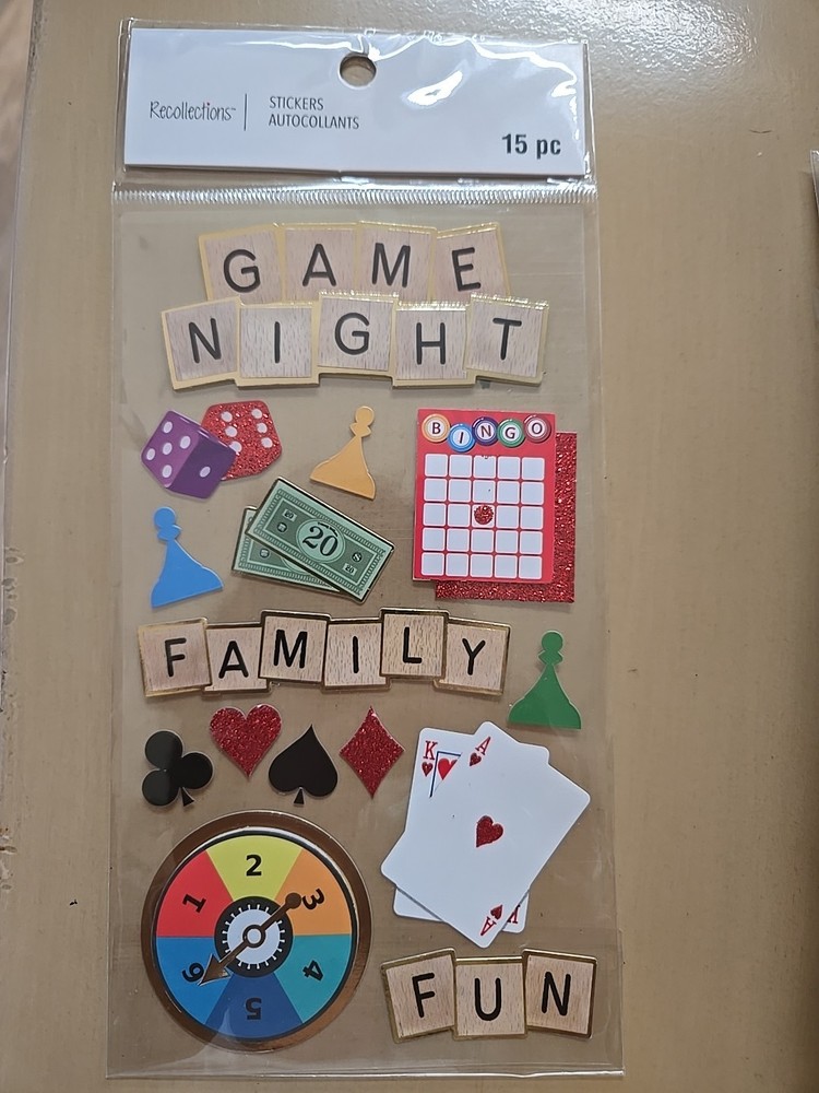 Recollections GAME NIGHT  Scrapbooking Stickers