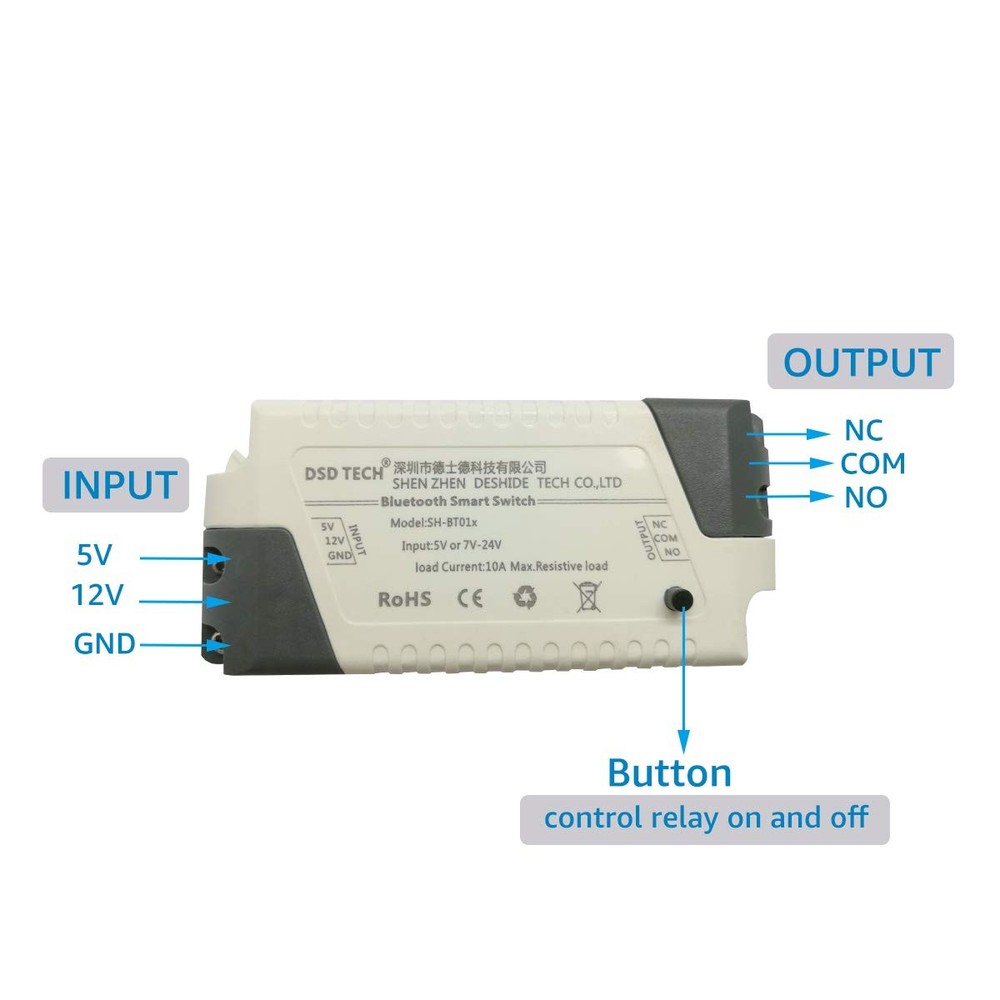SHBT01C Bluetooth Relay V2 Timer Security Code iOS Android Support